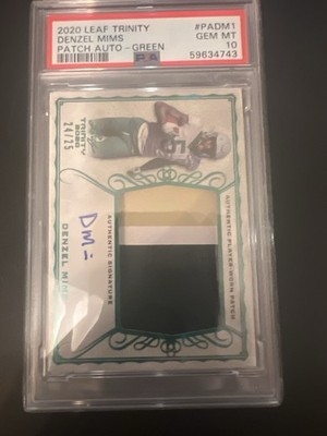 2020 Leaf Trinity Denzel Mims Green Patch Auto /25 PSA 10 (Read Description )