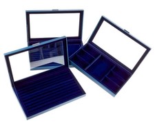 Colleen Lopez Prestige 3-Piece Large Jewelry Box Set-Anti Tarnish-Blue-NWT