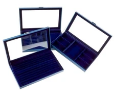 Colleen Lopez Prestige 3-Piece Large Jewelry Box Set-Anti Tarnish-Blue-NWT