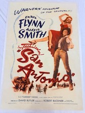 1945 San Antonio Original 27x41 Movie Poster Linen Backed Errol Flynn Near Mint
