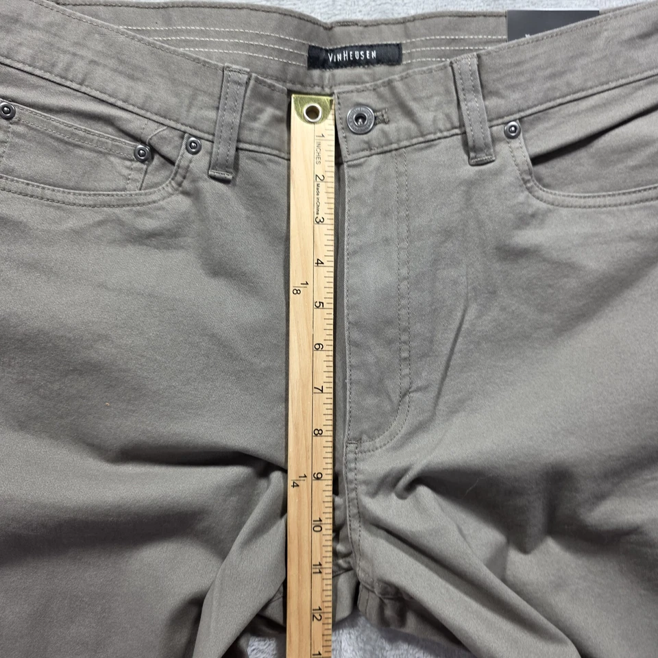 Pantalones de vestir Van Heusen cintura flexible para hombre 34x34 oliva calce recto sin planchar Foto 4 de 4