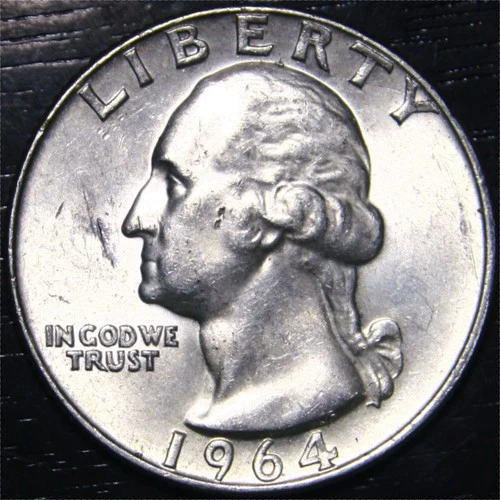 1964 D Washington Quarter 25c US Coin 90% Silver Denver Mint BU