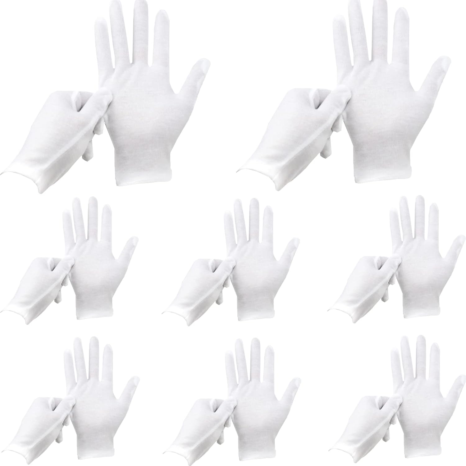 24 Pcs White Gloves, 12 Pairs Soft Cotton Gloves, Coin Jewelry Silver Inspection