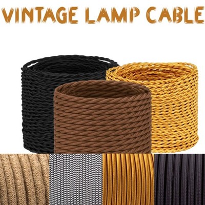 32.8ft Cloth Covered Cable 2/3 Core Round/Twisted Fabric Vintage Electrical Wire
