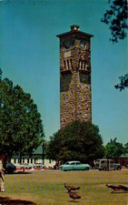 The Quadrangle at Fort Sam Houston Texas Chrome Postcard Old 1950s Car