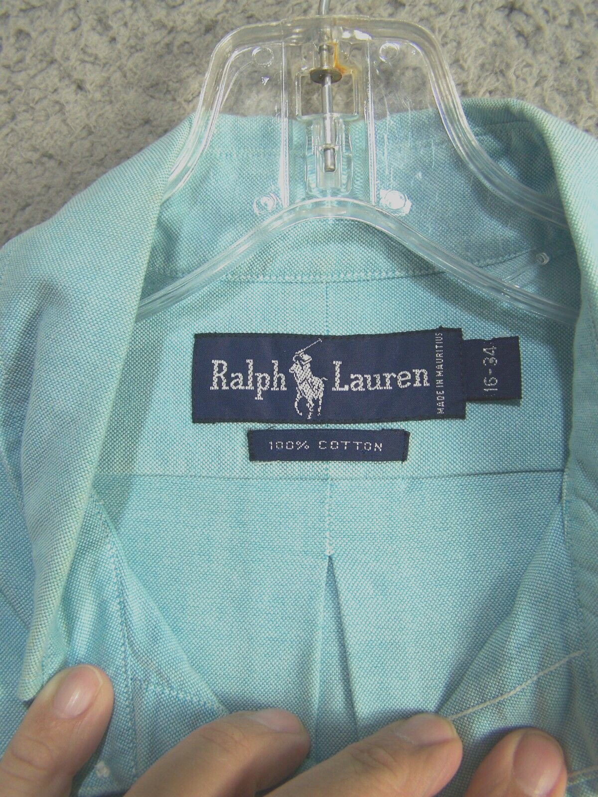 Camicia Ralph Lauren adulto 16 34 grande manica lunga bottoni cotone classico pony uomo