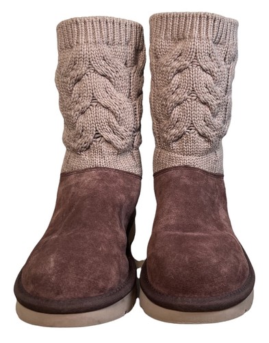 Ugg Kiandra Luxe Cotton Knit with Brushed Suede Size 4.5 Burgundy Cordovan - Picture 2 of 12