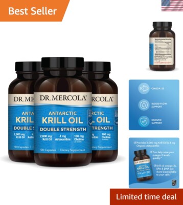 Krill Oil Double Strength, 90 Servings 270 Capsules, Dietary Supplement, 2,00...