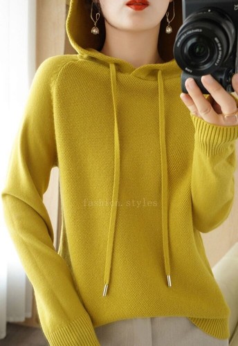 Cashmere Wool Blend Hodded Long Sleeve Hoodie Women's Cashmere Cardigan Sweater - Picture 2 of 21