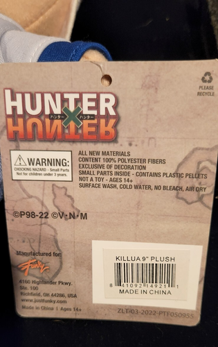 JUST FUNKY HUNTER HUNTER "Killua" 9 Zoll Plüschpuppe Anime lizenziert neu aus altem Lagerbestand - Bild 4 von 9