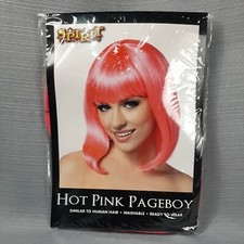 Pink Straight Bob Wig w Bangs Short Synthetic Washable Anime Cosplay Costume NEW