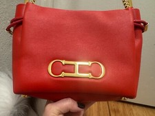 CAROLINA HERRERA Authentic Red Leather with Gold Chain and Hardware New w tags