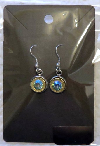 Drop Earrings. Bullet Slice Sparkles with a Swarovski Chaton. Handmade.  - Picture 7 of 7