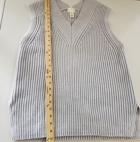 H&M Womens Knit oversized sweater Vest Small Vneck Light Bluish Gray - Picture 6 of 9