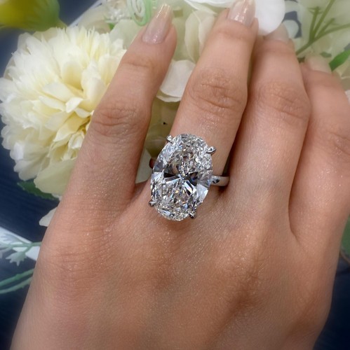 IGI 10Ct VVS Quality Lab Grown Oval Diamond Hidden Halo Engagement Ring Platinum - Picture 5 of 15