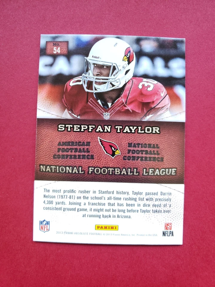 2013 Absolute Hogg Heaven Hogg Wild Silver /10 Stepfan Taylor #54 Rookie RC - Image 4 of 4