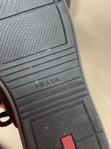 Prada Sport High Tops black Trainers Leather Suede Zip Strap Dust bag size 8.5 - Picture 14 of 24
