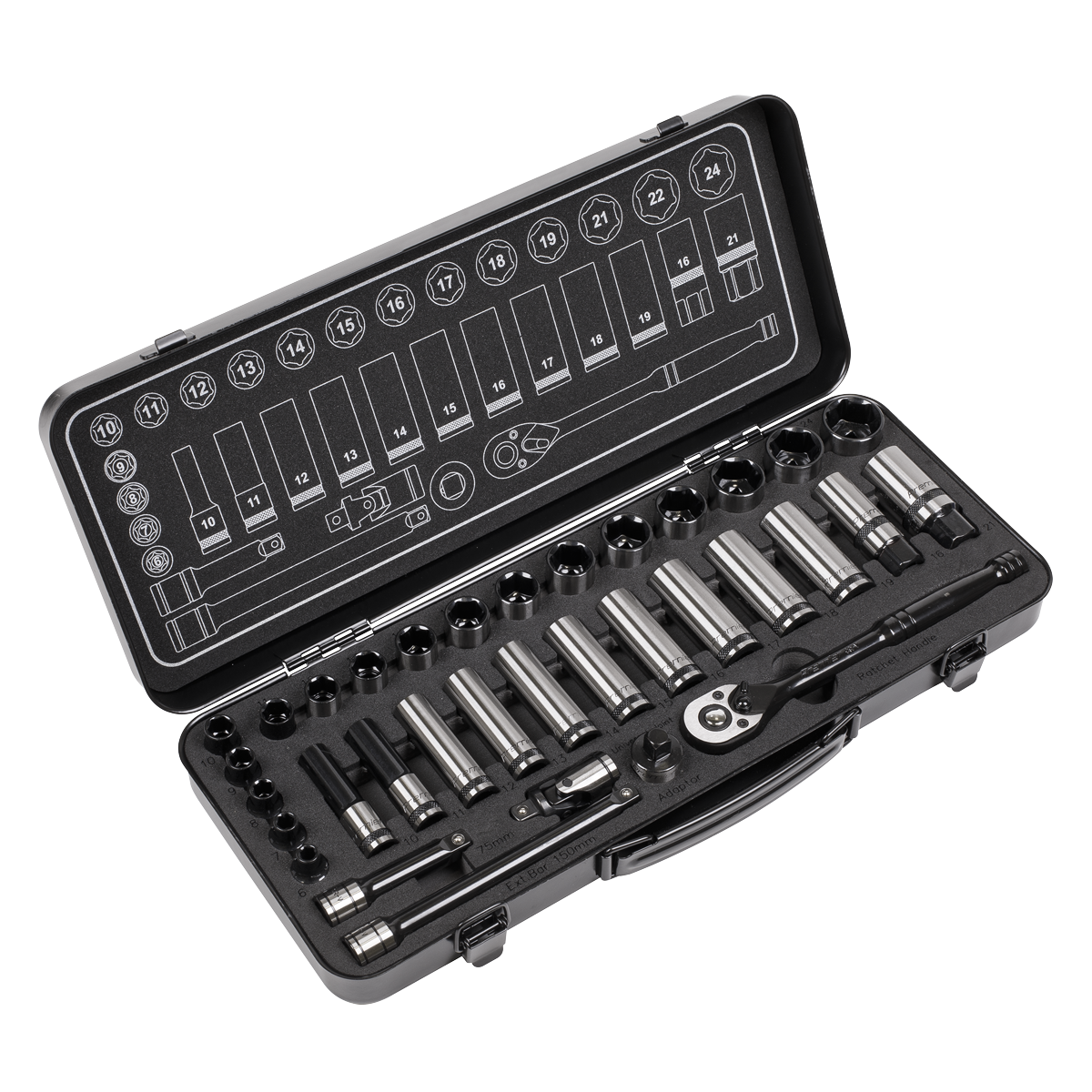 Socket Set 34pc 3/8