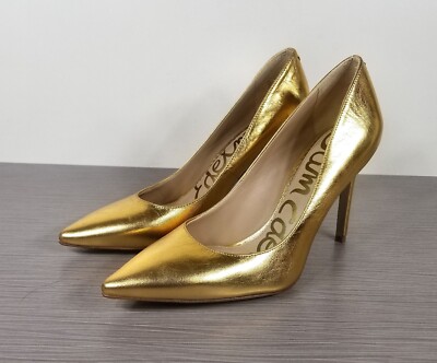 Sam Edelman Hazel Pump, Gold Leather, Womens Size Right