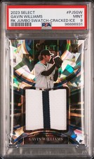 2023 Panini Select Cracked Ice Jumbo Patch /23 - Gavin Williams - PSA 9