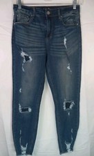 indigo rein women juniors Ankle High Rise tapered Leg distressed jeans Size 11