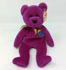 NWT VTG 1999 Ty Beanie Baby Millennium Fuchsia Bear Beanbag Plush Toy
