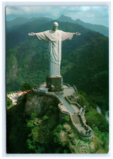Jesus Corcovado Rio de Janeiro Brazil Aerial View Postcard