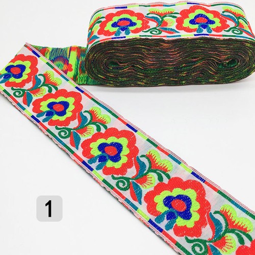 7 Yards Vintage Floral Embroidered Jacquard Ribbon Trim braid Lace Fringe Crafts - Picture 12 of 40