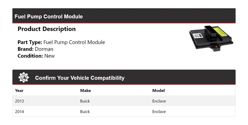 For 2013-2014 Buick Enclave Dorman Fuel Pump Control Module - Image 2 of 4