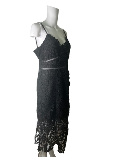 BOOHOO Bodycon Midi Dress Size Large 16 Black Lace Panel Womens NEW EU44 RRP £29 - Picture 9 of 14