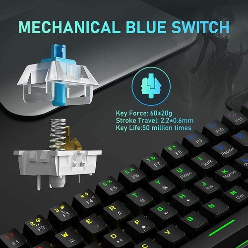 Mini 62 Keys Gaming Keyboard Mouse Set Wired RGB Rainbow Backlit Mechanical PS4 - Picture 12 of 19
