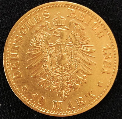 10 MARK GOLDMÜNZE - ''ALBERT KÖNIG VON SACHSEN'' 1881 E -J. 261 ss/vz