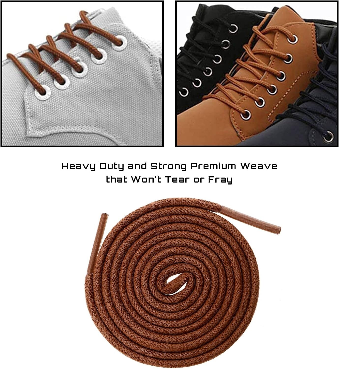 Premium Cotton Wax Shoelaces Round Waxed Laces Boot Laces For Dress