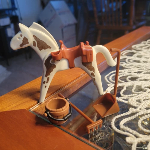 Vintage Playmobil Horse with Saddle and accessories