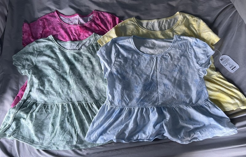 GIRL’S SIZE XL & XXL PASTEL WONDER NATION SHORT SLEEVE SHIRT LOT OF 4 NEW