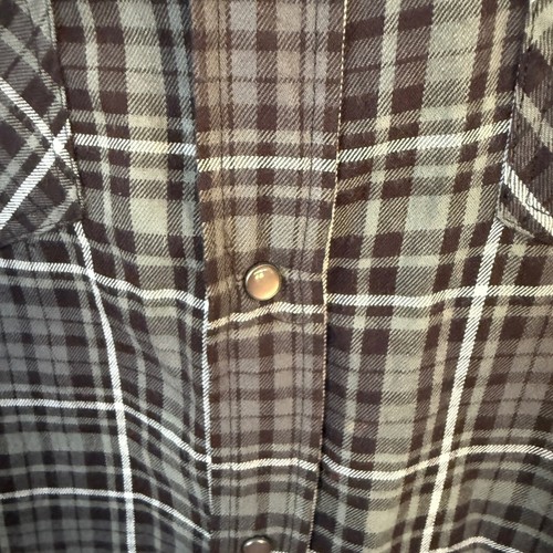 DIESEL Flannel Shirt Mens XL Grey Plaid Pearl Snap Long Sleeve Western Grunge - Picture 5 of 7