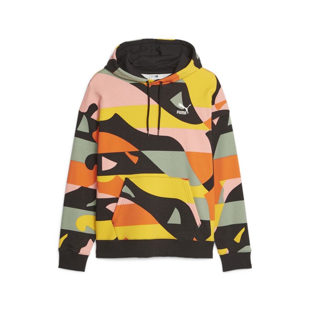 Puma Swxp Worldwide Графический пуловер с капюшоном Женская черная повседневная верхняя одежда 621471