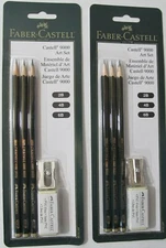6 PENCILS- 2 ART SETS FABER CASTELL 9000 GRAPHITE ARTIST DRAWING PENCIL 2B 4B 6B