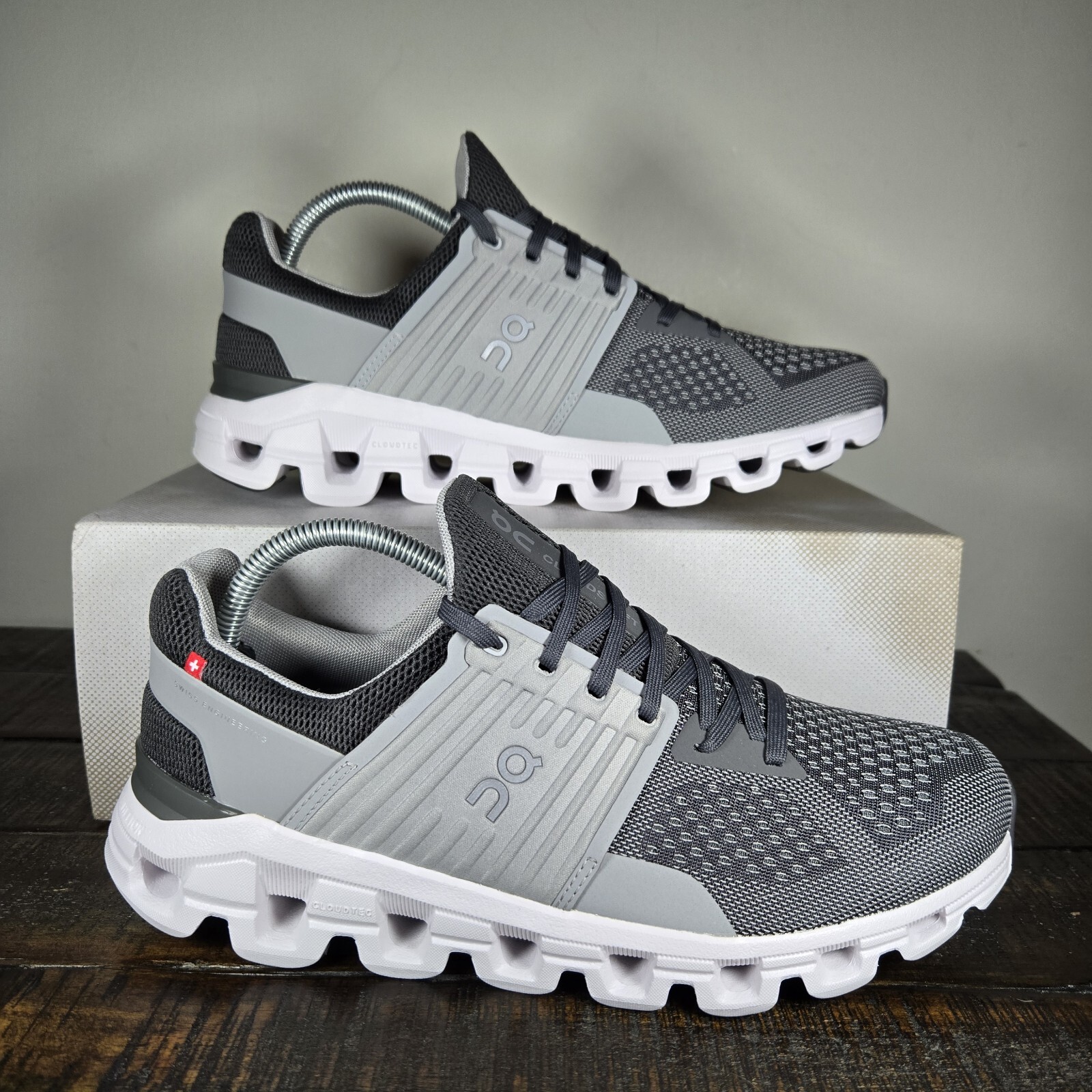 On CloudSwift 3 Mens Size 8.5 Comfy Running Shoes Sneakers Rock Slate Gray White
