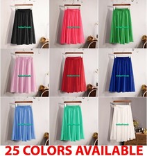 Women Maxi Skirt Chiffon Double Layer Pleated Midi Dress Beach Wrap 60 cm Long