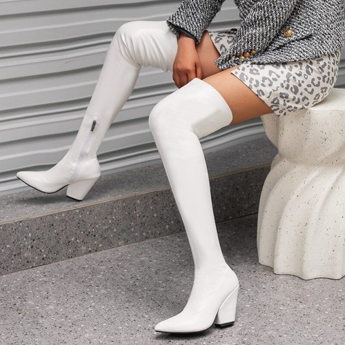 Botas altas para el muslo, botas elásticas mujer pu la rodilla, botas de fiesta para | eBay