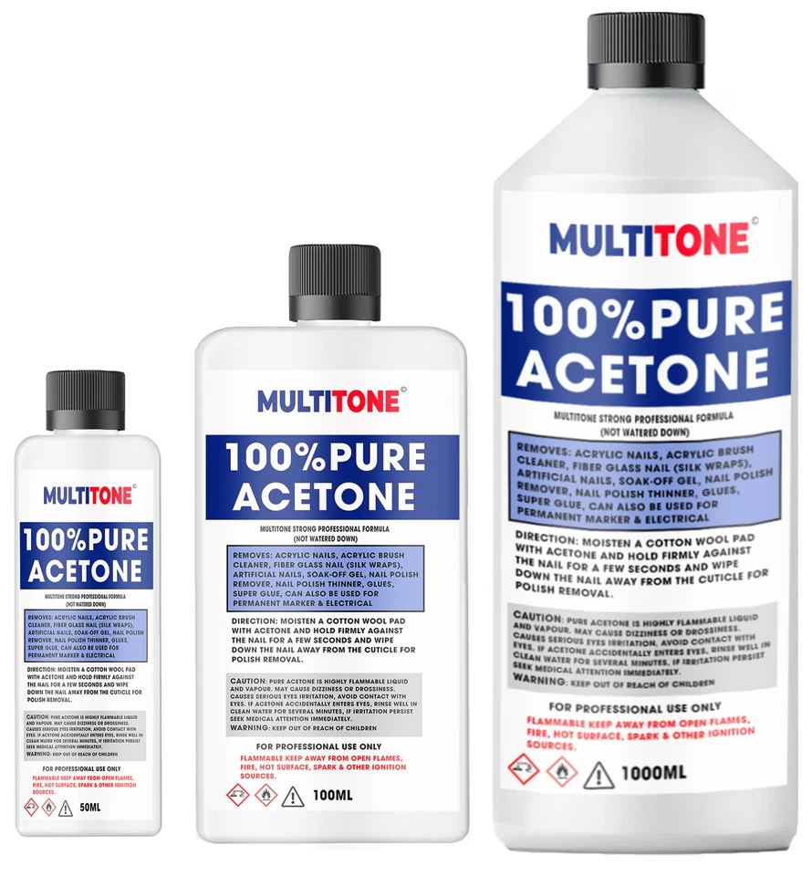 MULTITONE 100% Pure Acetone Dissolve Nail Glue & Acrylic Nail Tips UV Gel Remover Soak Off