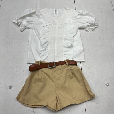 Shien White & Tan 2 Piece Outfit Girls Size Small (5-6) NEW
