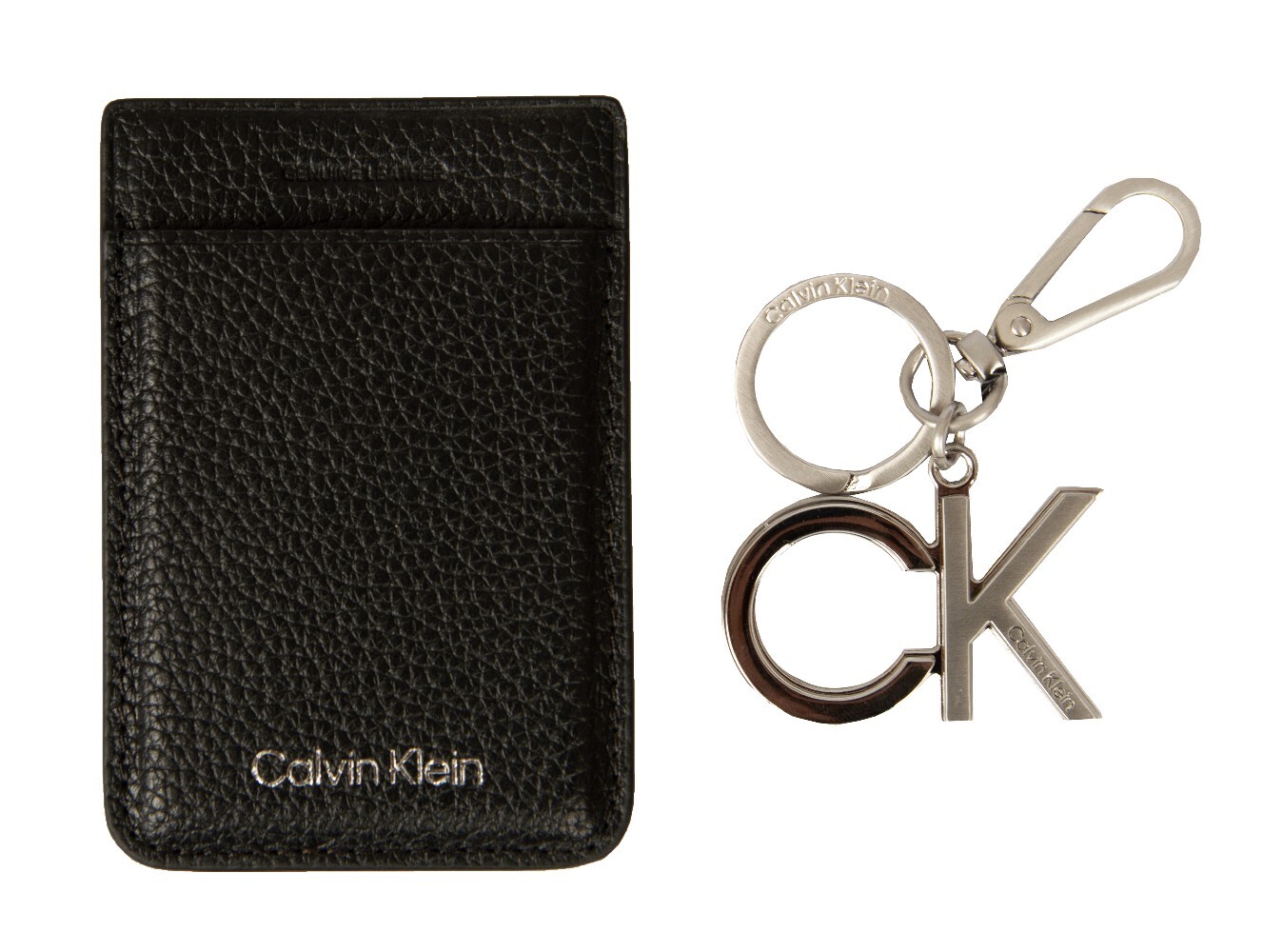 Llavero CK CALVIN KLEIN de metal con anilla y mosquetón, tarjetero adhesivo en c
