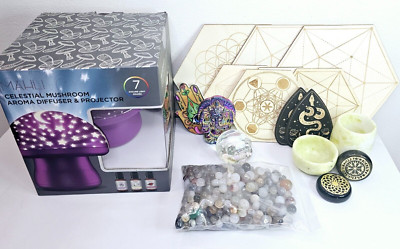 18 Piece Metaphysical Lot Mushroom Aroma Diffuser Color Changing Essential Oils