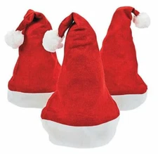 Red Child Set of a Dozen (12) Felt Standard Style Decoration / Party Santa Hats