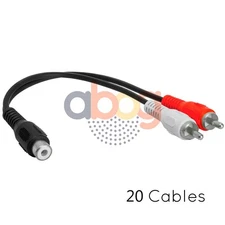 20PCS RCA Female Jack to 2 RCA Male Plug Cable Audio Adapter 2-Way Y Splitter