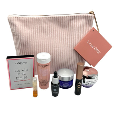 Lancome Renergie Genifique 7 pc Gift Set Serum Creams Toner Mascara Perfume Bag