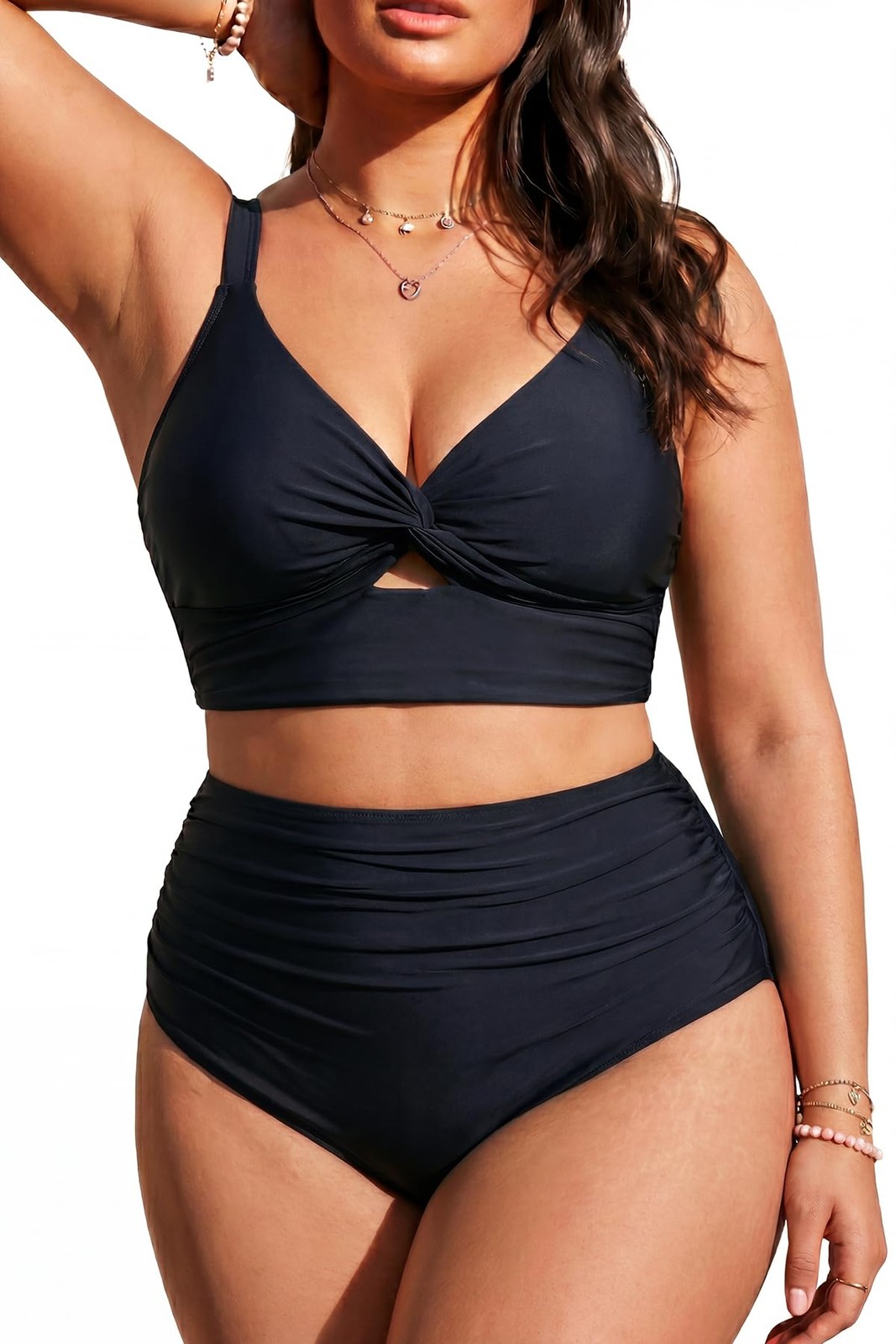 Plus Size Piece Swimsuits - Women High Waisted Bikini Tummy Control Bathing S...