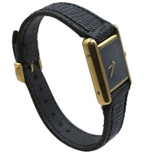 Cartier Paris Tank Vermeil 925 Silver Gold Plated 20M Black Dial No Sapphire Cro 5